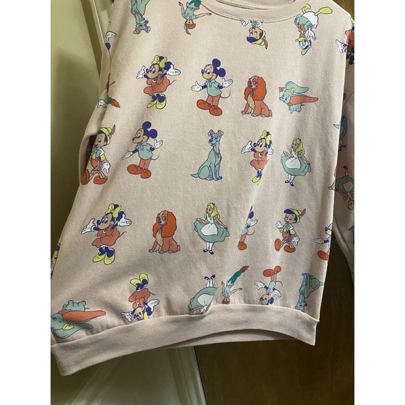 Disney 100 Womens SWEATSHIRT, XL 15-17, Pink, Donald Duck, Dumbo, Peter Pan - Picture 3 of 12
